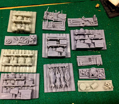 Merchant Stand with Slide in walls and tabletop variations 2 by GameScape3D - 3D Printed Tabletop Terrain, Perfect for Wargames, RPGs
