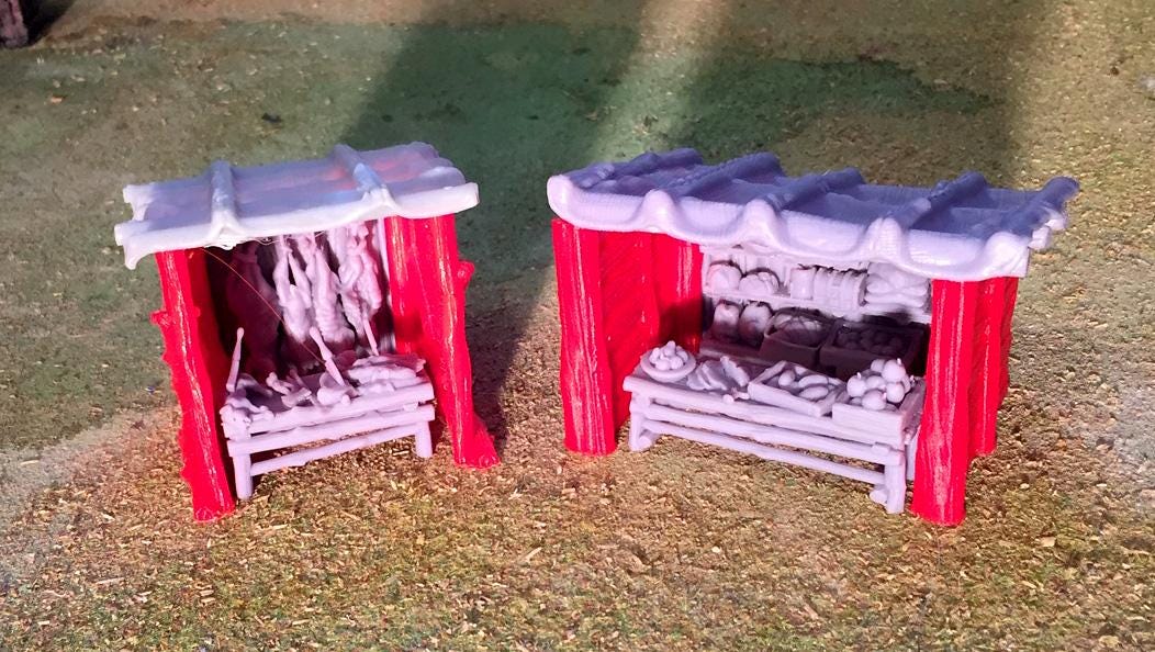 Merchant Stand with Slide in walls and tabletop variations 2 by GameScape3D - 3D Printed Tabletop Terrain, Perfect for Wargames, RPGs