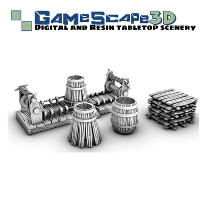 Barrel Maker Cooper Set by GameScape3D - 3D Printed Tabletop Terrain, Perfect for Wargames, RPGs