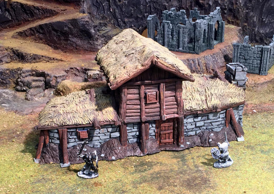 Large Peasant House or Celtic Long House by GameScape3D - 3D Printed Tabletop Terrain, Perfect for Wargames, Board Games, RPGs