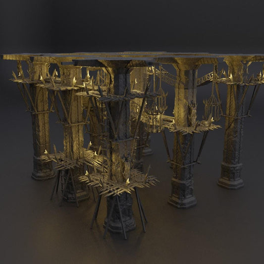 Goblin Infested Dwarf Pillars - Tabletop Terrain - 28 MM, Tabletop 3D Printed Terrain by MiniatureLand, Perfect for Wargaming and RPGs