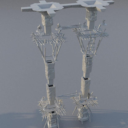 Goblin Infested Dwarf Pillars - Tabletop Terrain - 28 MM, Tabletop 3D Printed Terrain by MiniatureLand, Perfect for Wargaming and RPGs