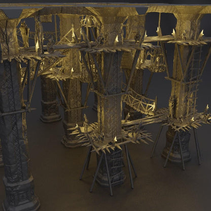 Goblin Infested Dwarf Pillars - Tabletop Terrain - 28 MM, Tabletop 3D Printed Terrain by MiniatureLand, Perfect for Wargaming and RPGs