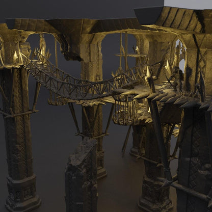 Goblin Infested Dwarf Pillars - Tabletop Terrain - 28 MM, Tabletop 3D Printed Terrain by MiniatureLand, Perfect for Wargaming and RPGs