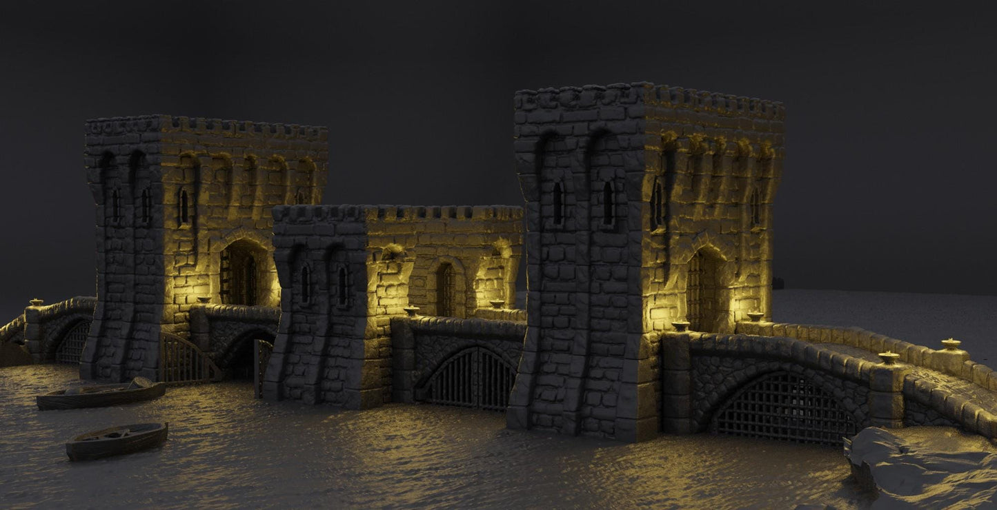 River Patrol Bridge - Tabletop Terrain - 28 MM 3D Printed Terrain by MiniatureLand, Perfect for Wargaming and RPGs