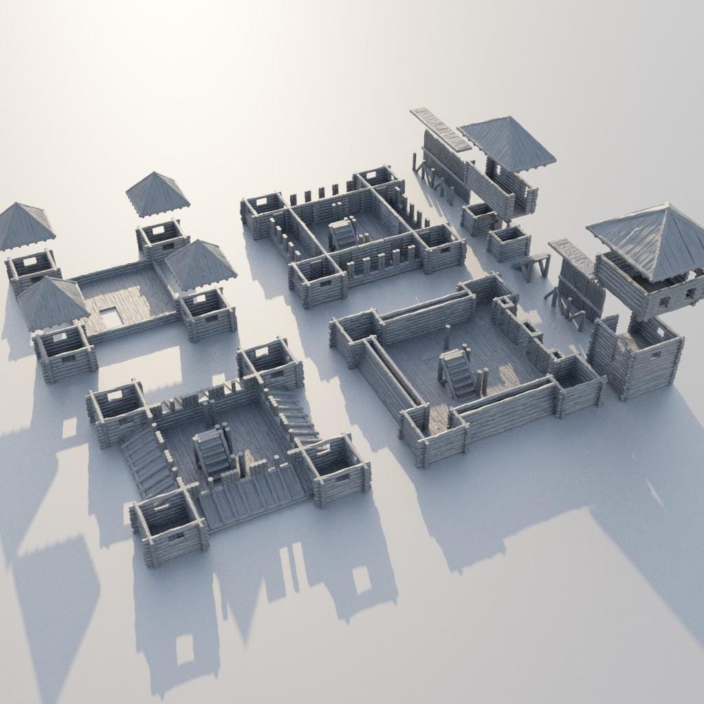 Small Wooden Fort - Tabletop Terrain - 28 MM, Tabletop 3D Printed Terrain by MiniatureLand, Perfect for Wargaming and RPGs