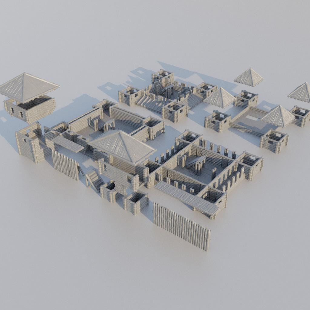 Small Wooden Fort - Tabletop Terrain - 28 MM, Tabletop 3D Printed Terrain by MiniatureLand, Perfect for Wargaming and RPGs