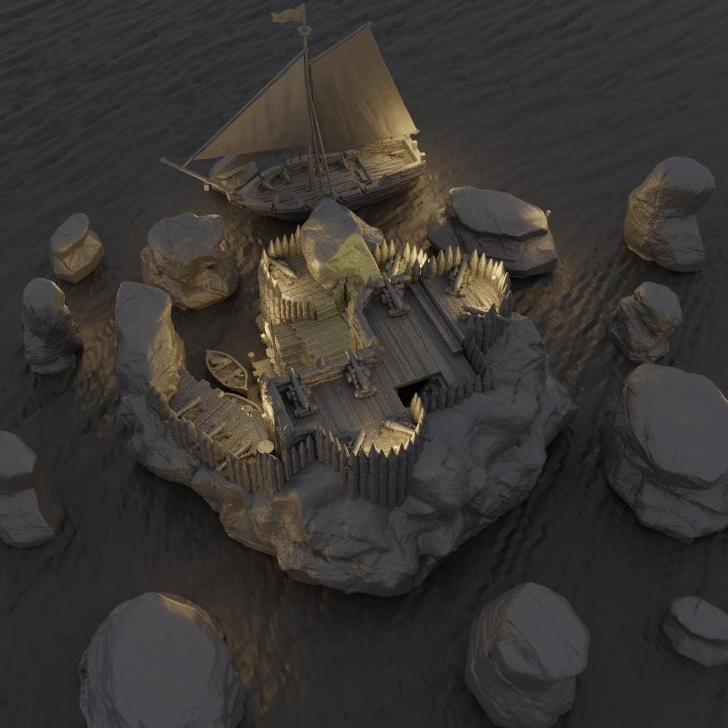 Small Pirate Cove - Tabletop Terrain - 28 MM Tabletop 3D Printed Terrain by MiniatureLand, Perfect for Wargaming and RPGs