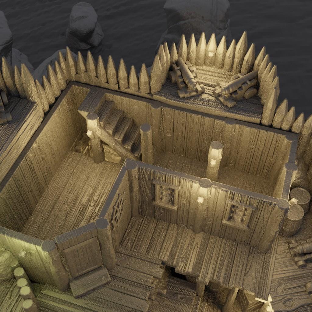 Small Pirate Cove - Tabletop Terrain - 28 MM Tabletop 3D Printed Terrain by MiniatureLand, Perfect for Wargaming and RPGs