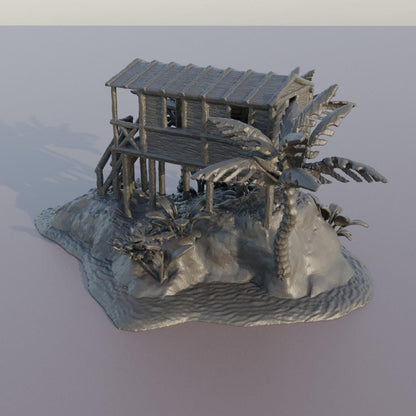 Small Island Hut - Tabletop Terrain - 28 MM Tabletop 3D Printed Terrain by MiniatureLand, Perfect for Wargaming and RPGs
