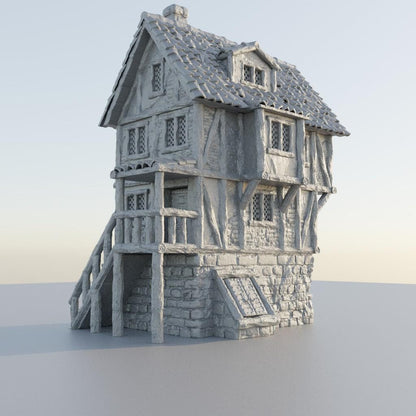 Shady Guild House - Tabletop Terrain - 28 MM, Tabletop 3D Printed Terrain by MiniatureLand, Perfect for Wargaming and RPGs