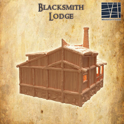 Blacksmith Lodge - Tabletop Terrain - 28 MM, Tabletop 3D Printed Terrain by MiniatureLand, Perfect for Wargaming and RPGs