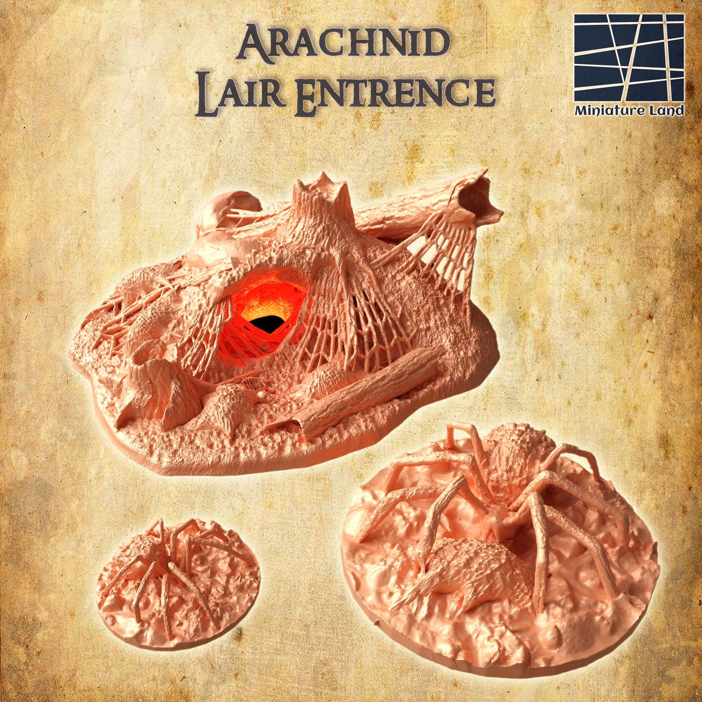 Arachnid Lair Entrence - Tabletop Terrain - 28 MM, Tabletop 3D Printed Terrain by MiniatureLand, Perfect for Wargaming and RPGs