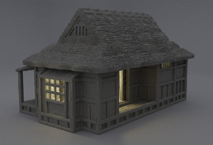 Samurai Cottage - Tabletop Terrain - 28 MM, Tabletop 3D Printed Terrain by MiniatureLand, Perfect for Wargaming and RPGs