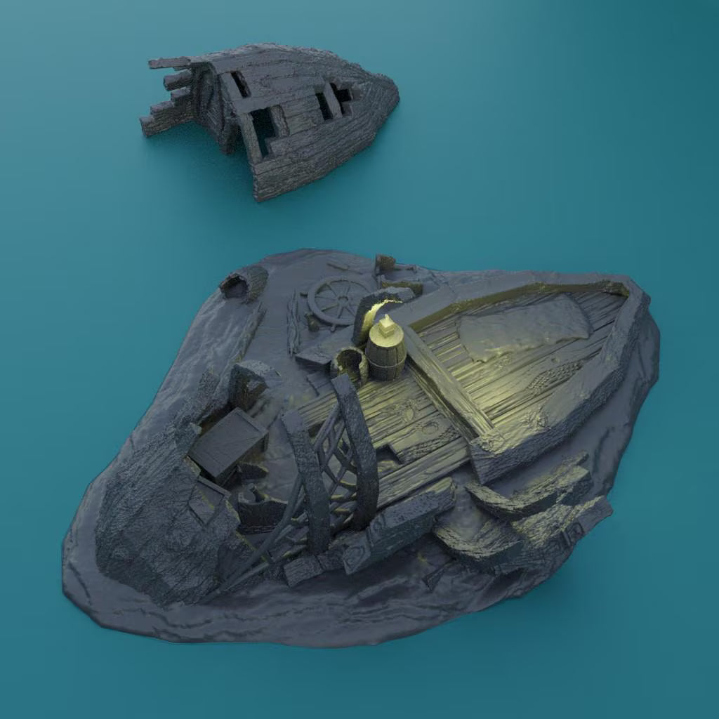 Shipwreck Burrow - Tabletop Terrain - 28 MM, Tabletop 3D Printed Terrain by MiniatureLand, Perfect for Wargaming and RPGs