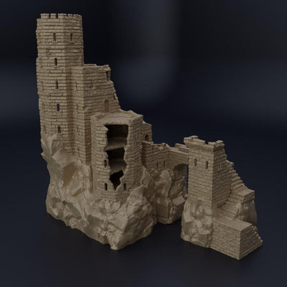 Ruined Old Castle - Tabletop Terrain - 28 MM, Tabletop 3D Printed Terrain by MiniatureLand, Perfect for Wargaming and RPGs