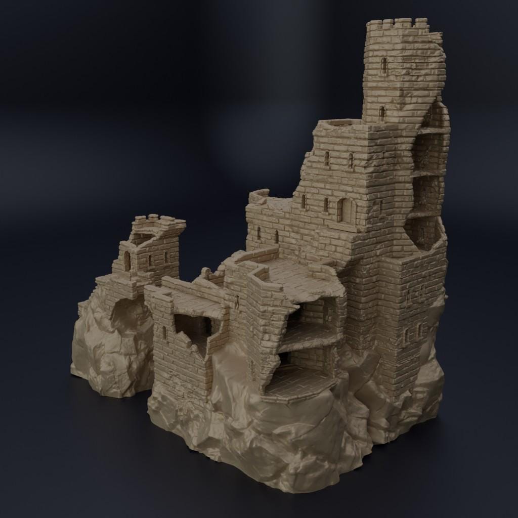 Ruined Old Castle - Tabletop Terrain - 28 MM, Tabletop 3D Printed Terrain by MiniatureLand, Perfect for Wargaming and RPGs