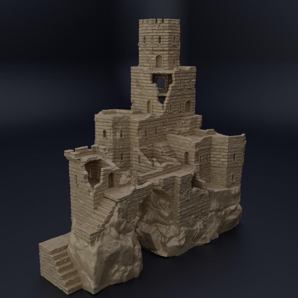 Ruined Old Castle - Tabletop Terrain - 28 MM, Tabletop 3D Printed Terrain by MiniatureLand, Perfect for Wargaming and RPGs