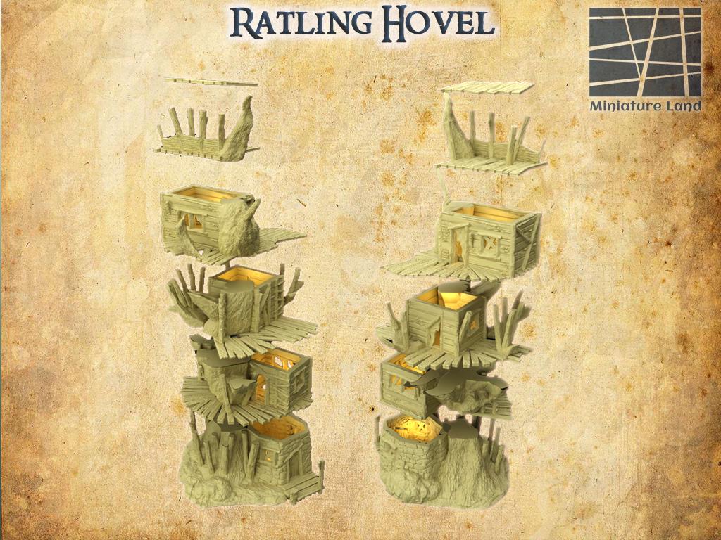 Ratling Hovel- Tabletop Terrain - 28 MM, Tabletop 3D Printed Terrain by MiniatureLand, Perfect for Wargaming and RPGs