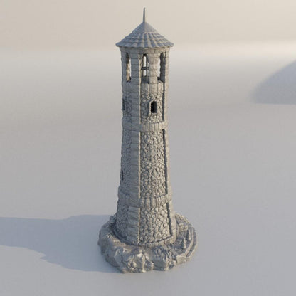 Medieval LightHouse - Tabletop Terrain - 28 MM, Tabletop 3D Printed Terrain by MiniatureLand, Perfect for Wargaming and RPGs