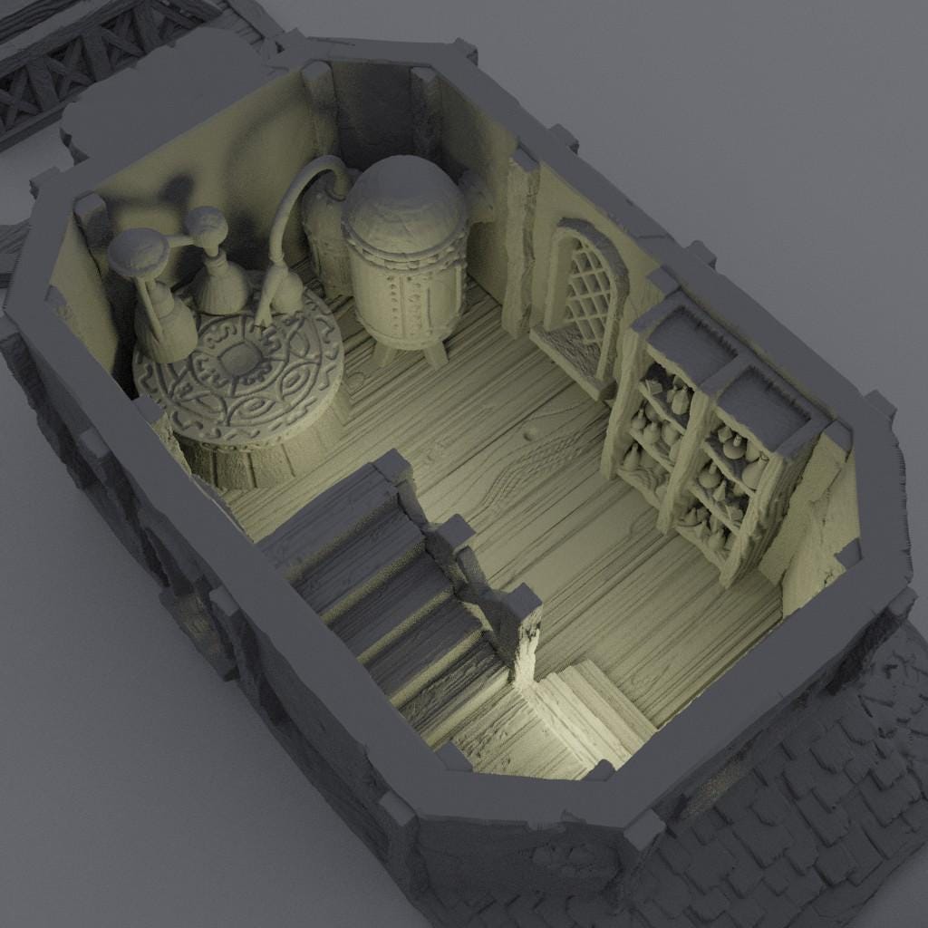Alchemist House - Tabletop Terrain - 28 MM, Tabletop 3D Printed Terrain by MiniatureLand, Perfect for Wargaming and RPGs