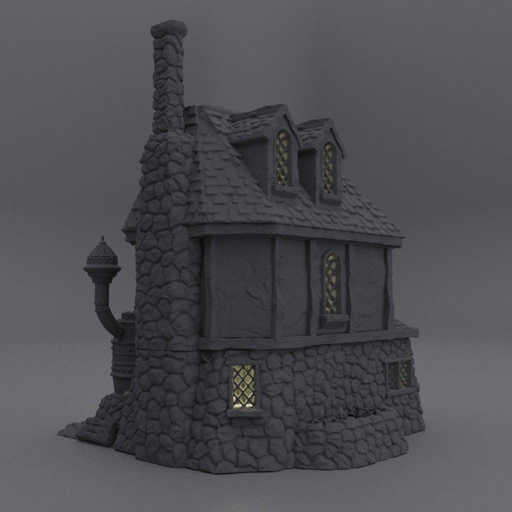 Alchemist House - Tabletop Terrain - 28 MM, Tabletop 3D Printed Terrain by MiniatureLand, Perfect for Wargaming and RPGs