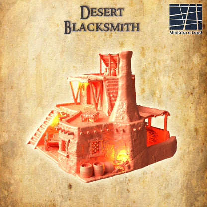 Desert Blacksmith - Tabletop Terrain - 28 MM, Tabletop 3D Printed Terrain by MiniatureLand, Perfect for Wargaming and RPGs
