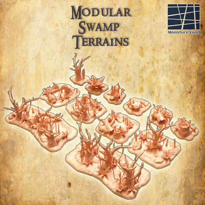 Swamp Terrain - Tabletop Terrain - 28 MM, Tabletop 3D Printed Terrain by MiniatureLand, Perfect for Wargaming and RPGs