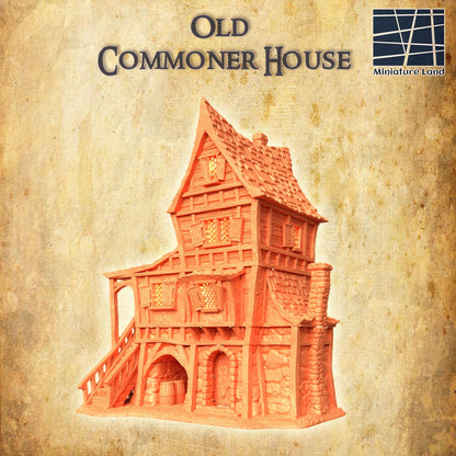 Old Commoner House - Tabletop Terrain - 28 MM, Tabletop 3D Printed Terrain by MiniatureLand, Perfect for Wargaming and RPGs