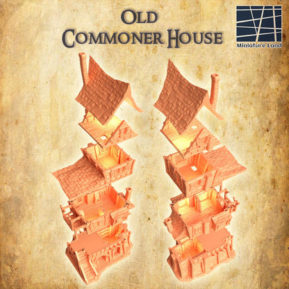 Old Commoner House - Tabletop Terrain - 28 MM, Tabletop 3D Printed Terrain by MiniatureLand, Perfect for Wargaming and RPGs