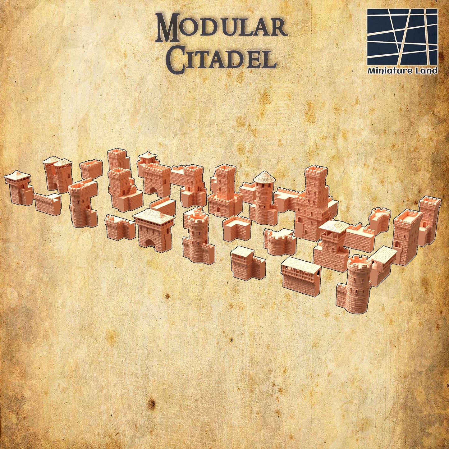 Modular Citadel - Tabletop Terrain - 28 MM, Tabletop 3D Printed Terrain by MiniatureLand, Perfect for Wargaming and RPGs