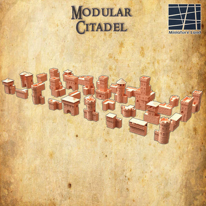 Modular Citadel - Tabletop Terrain - 28 MM, Tabletop 3D Printed Terrain by MiniatureLand, Perfect for Wargaming and RPGs
