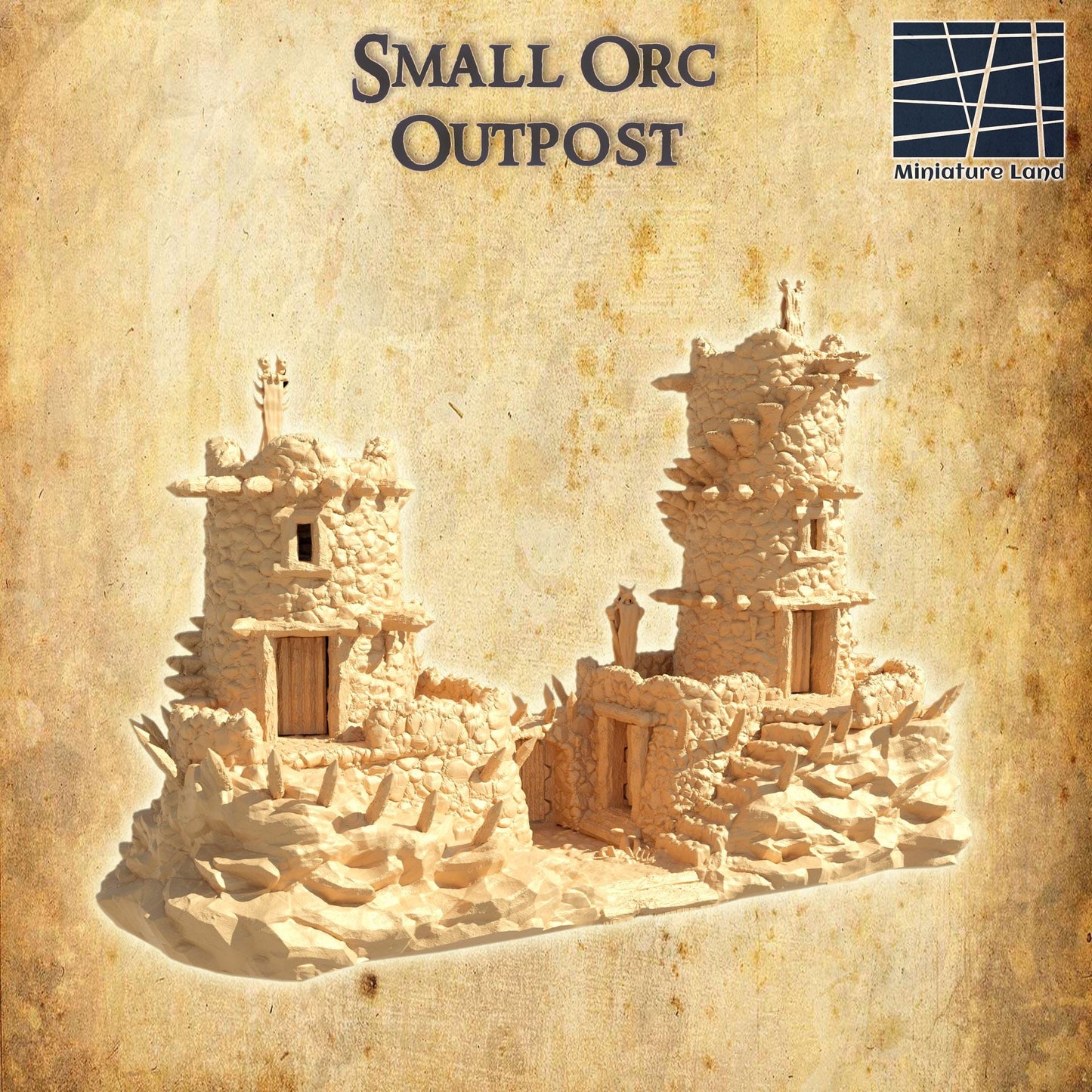 Small Orc Outpost- Tabletop Terrain - 28 MM, Tabletop 3D Printed Terrain by MiniatureLand, Perfect for Wargaming and RPGs