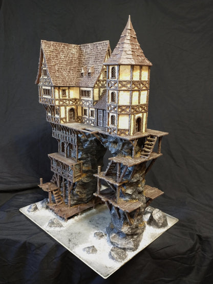 Seaside Cliff Manor - Tabletop Terrain - 28 MM, Tabletop 3D Printed Terrain by MiniatureLand, Perfect for Wargaming and RPGs