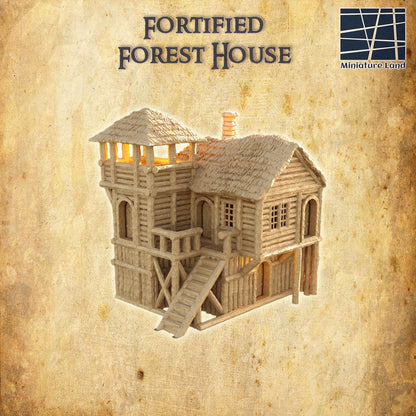 Fortified Forest House - Tabletop Terrain - 28 MM, Tabletop 3D Printed Terrain by MiniatureLand, Perfect for Wargaming and RPGs