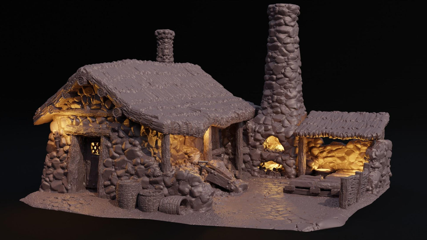 Smelter House - Tabletop Terrain - 28 MM, Tabletop 3D Printed Terrain by MiniatureLand, Perfect for Wargaming and RPGs