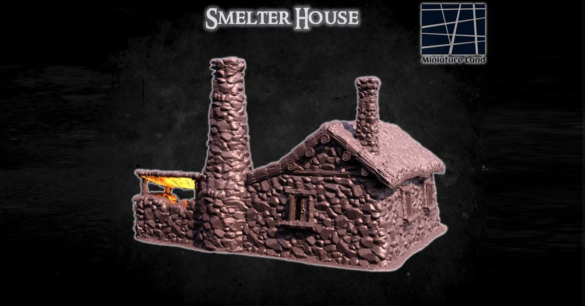 Smelter House - Tabletop Terrain - 28 MM, Tabletop 3D Printed Terrain by MiniatureLand, Perfect for Wargaming and RPGs