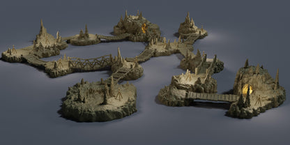 Raised Caverns - Tabletop Terrain - 28 MM, Tabletop 3D Printed Terrain by MiniatureLand, Perfect for Wargaming and RPGs