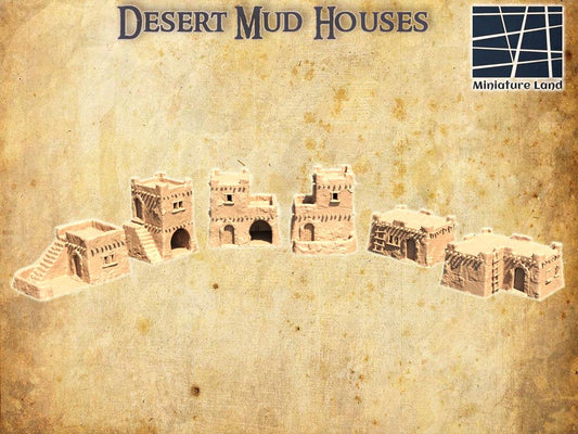 Desert Mud Houses - Tabletop Terrain - 28 MM, Tabletop 3D Printed Terrain by MiniatureLand, Perfect for Wargaming and RPGs