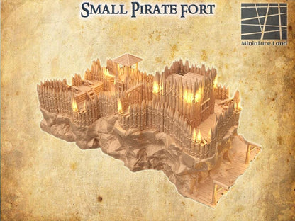 Small Pirate Fort - Tabletop Terrain - 28 MM Tabletop 3D Printed Terrain by MiniatureLand, Perfect for Wargaming and RPGs