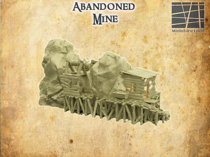 Abandoned Mine - Tabletop Terrain - 28 MM, Tabletop 3D Printed Terrain by MiniatureLand, Perfect for Wargaming and RPGs