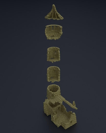 Medieval LightHouse - Tabletop Terrain - 28 MM, Tabletop 3D Printed Terrain by MiniatureLand, Perfect for Wargaming and RPGs