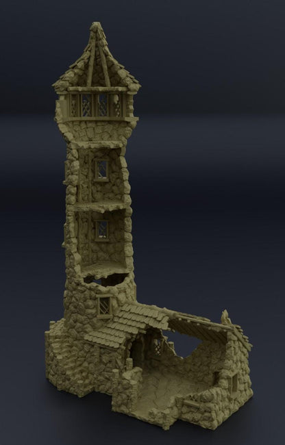 Medieval LightHouse - Tabletop Terrain - 28 MM, Tabletop 3D Printed Terrain by MiniatureLand, Perfect for Wargaming and RPGs