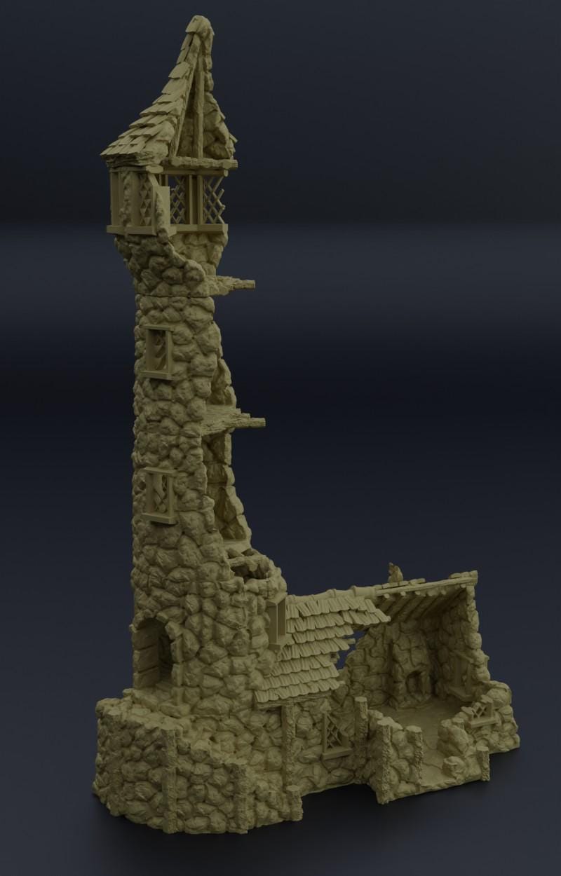 Medieval LightHouse - Tabletop Terrain - 28 MM, Tabletop 3D Printed Terrain by MiniatureLand, Perfect for Wargaming and RPGs
