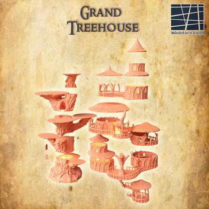 Grand Treehouse - Tabletop Terrain - 28 MM, Tabletop 3D Printed Terrain by MiniatureLand, Perfect for Wargaming and RPGs