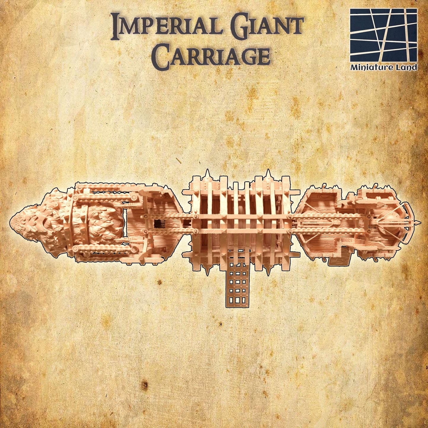 Giant Prison Cart - Tabletop Terrain - 28 MM, Tabletop 3D Printed Terrain by MiniatureLand, Perfect for Wargaming and RPGs