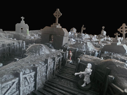Trench Battle Zone - Tabletop Terrain - Tabletop 3D Printed Terrain by MiniatureLand, Perfect for Wargaming and RPGs