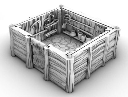 Tool Shed with Slide in Walls by GameScape3D - 3D Printed Tabletop Terrain, Perfect for Wargames, Board Games, RPGs