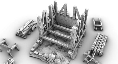 Full Construction Site and Partial Building by GameScape3D - 3D Printed Tabletop Terrain, Perfect for Wargames, Board Games, RPGs