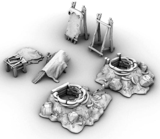 Tanning Work Site by GameScape3D - 3D Printed Tabletop Terrain, Perfect for Wargames, Board Games, RPGs